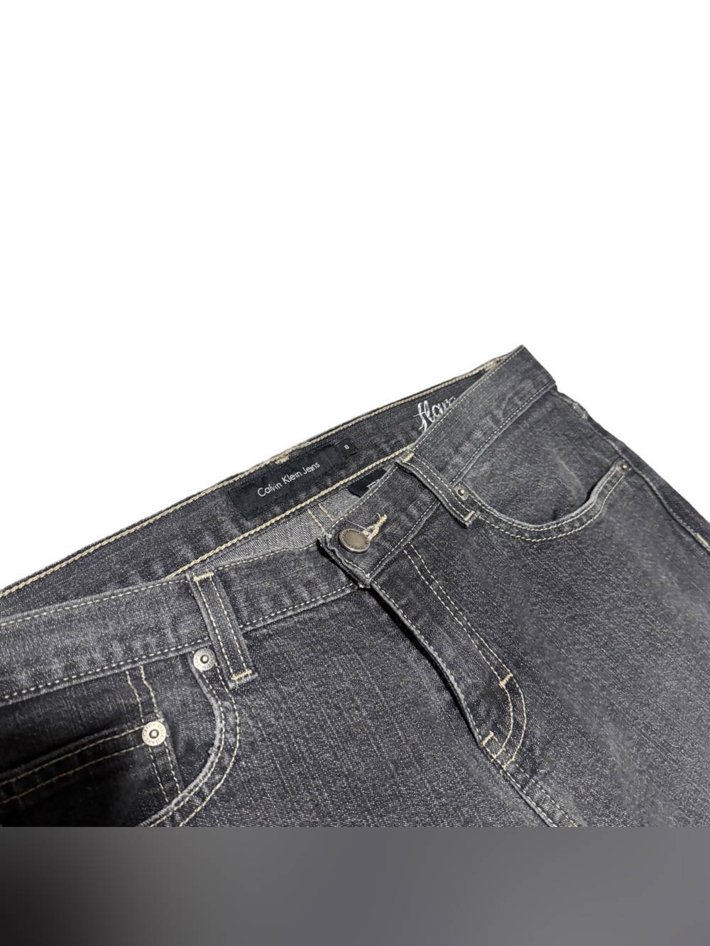 Calvin Klein Flare Jean Women's 8 Y2K Denim Dark Wash Low Rise Casual - Picture 6 of 6